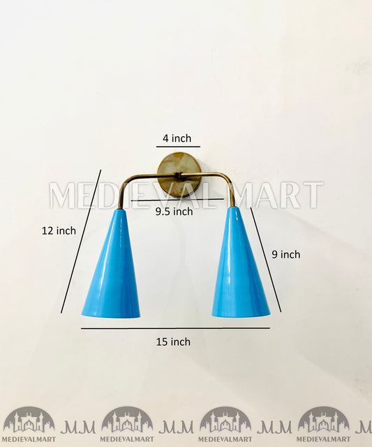 MEDIEVALMART Mid Century Italian Diabolo Brass Wall Sconce - 2-Light Vanity Fixture