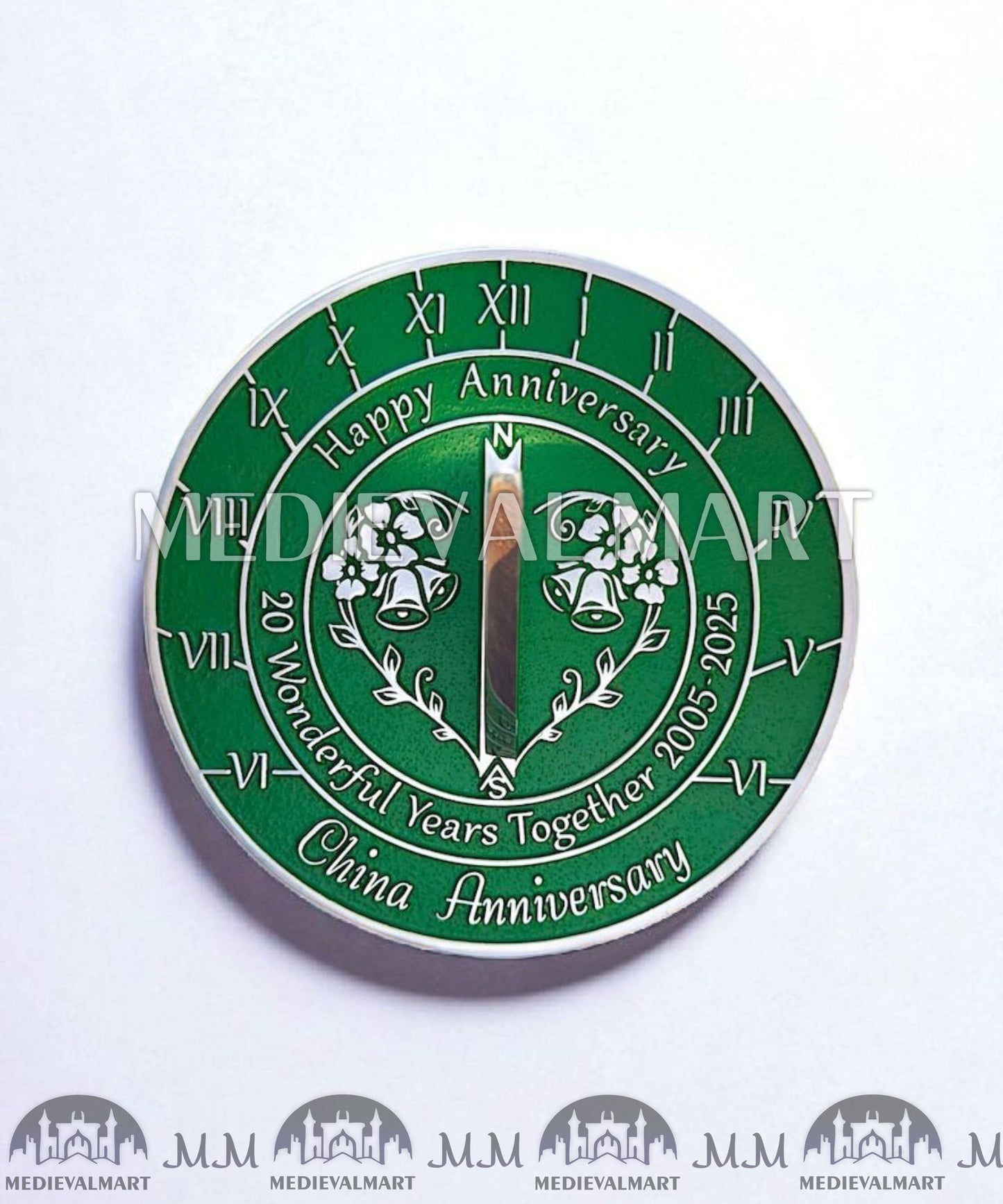 MEDIEVALMART 20th "Wonderful Years Together" Happy Anniversary Sundial Clock Best Gift For Anniversary Day