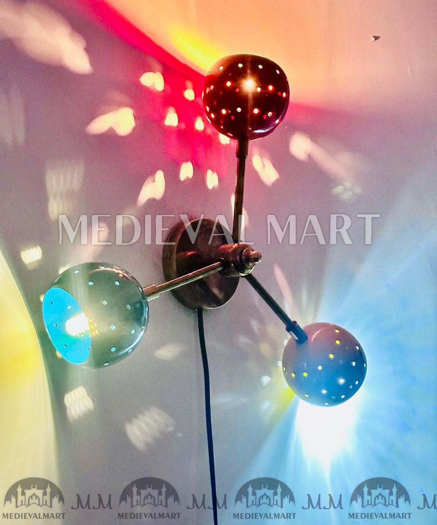 MEDIEVALMART Modern Brass Sputnik Wall Sconce: Multi Color Starburst Light