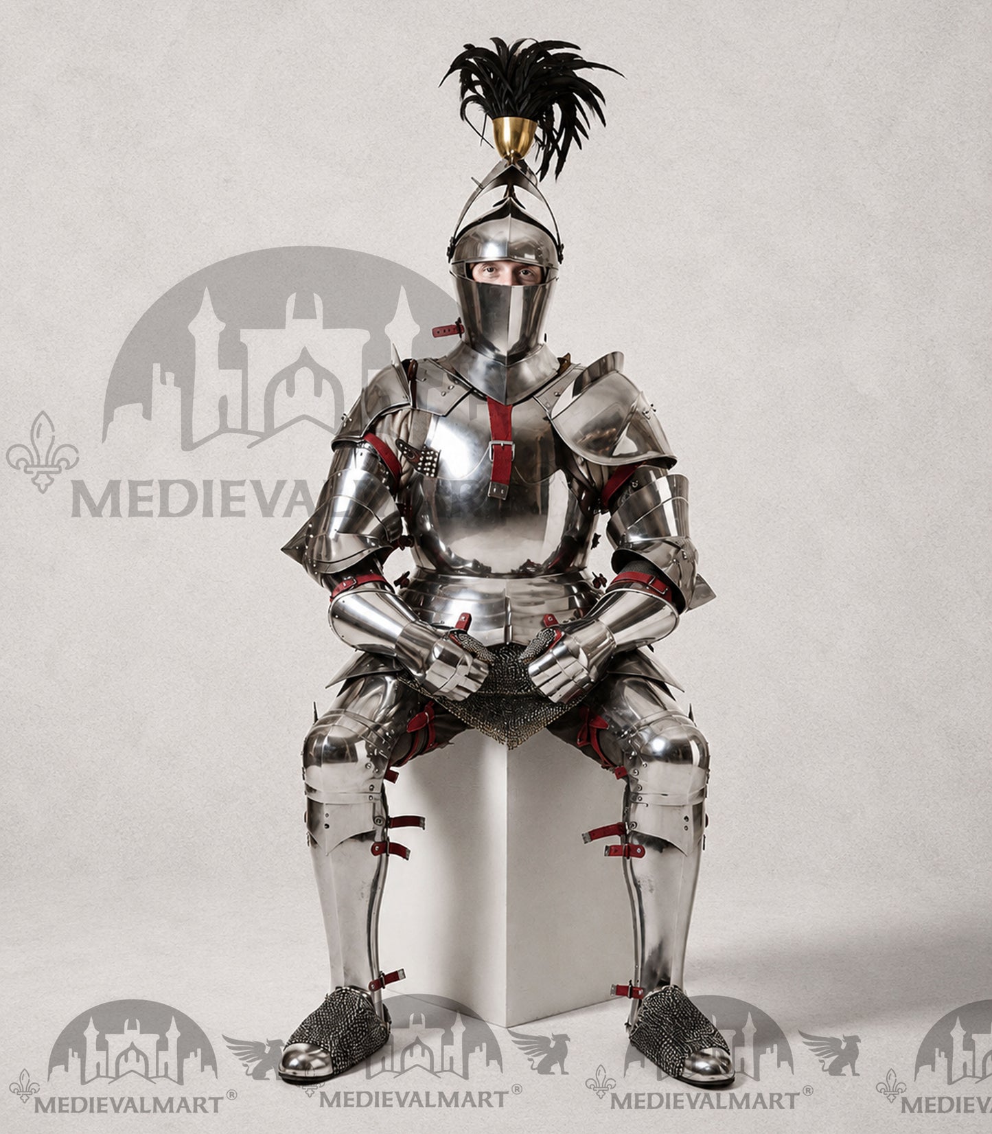 MEDIEVALMART 15th Century Gothic Parade Knight Armor | Late Medieva Full Plate Chainmail Suit for Reenactment
