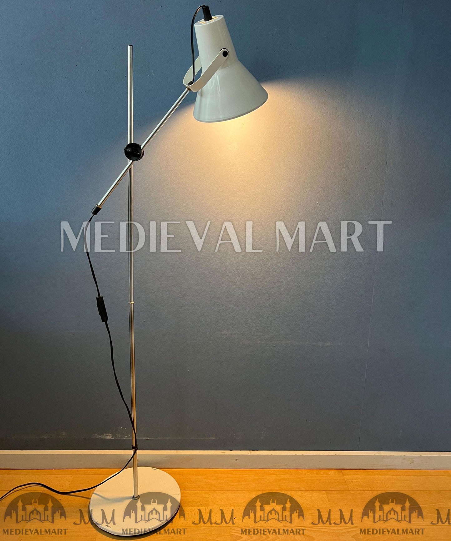 MEDIEVALMART Italian Small Vintage White Flexible Floor Lamp Best Home Light