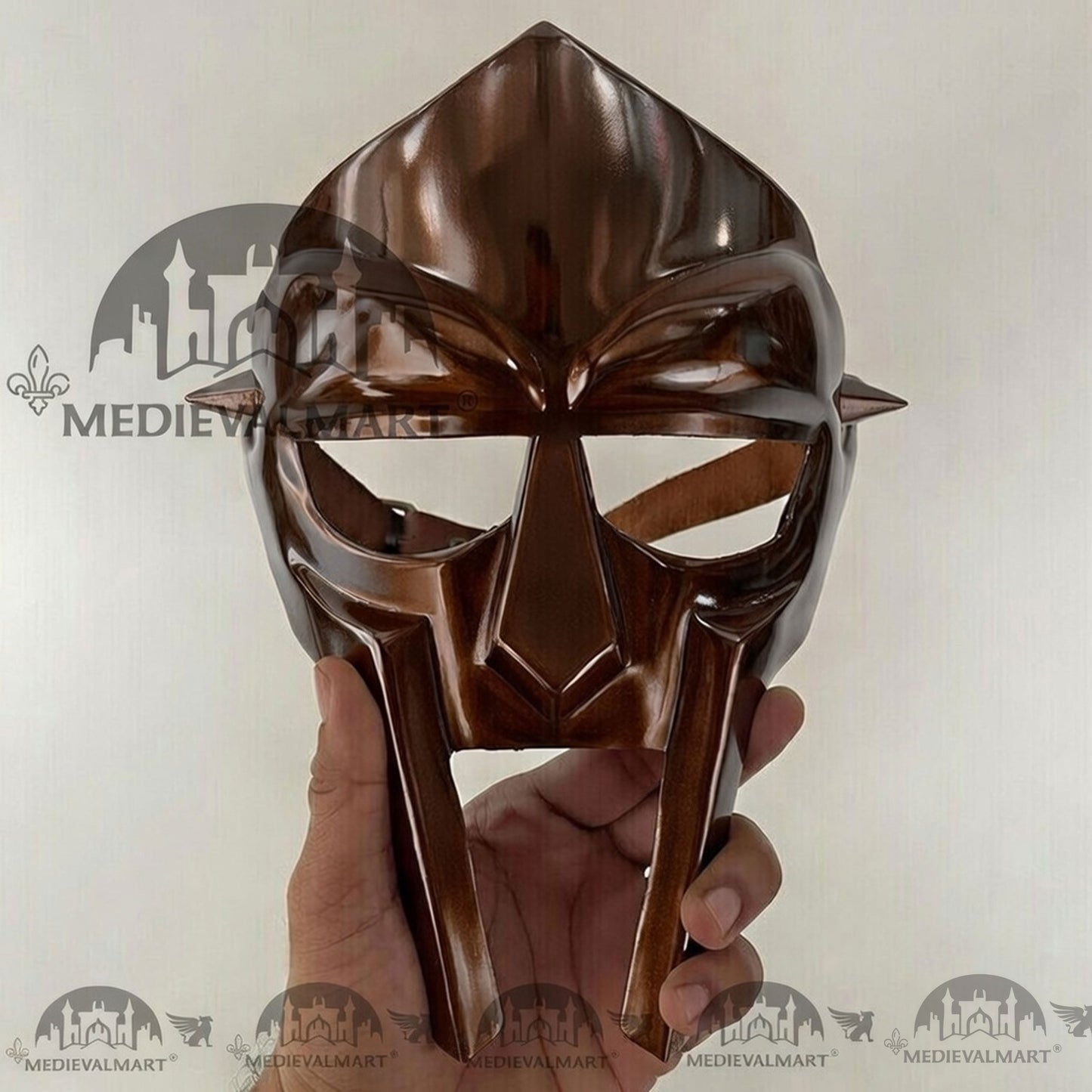 MEDIEVALMART MF DOOM Mask Mad-villain Brown Finish Steel Face Armor