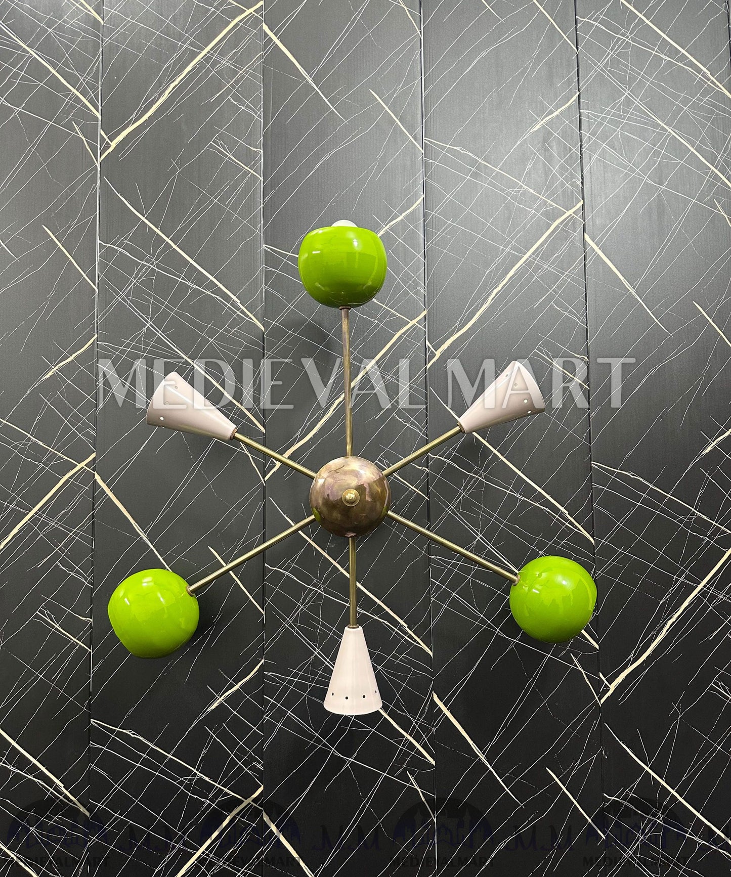 MEDIEVALMART Modern Brass Sputnik Wall Chandelier: Multicolor Eyeball Shade Lighting