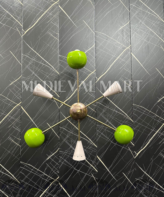 MEDIEVALMART Modern Brass Sputnik Wall Chandelier: Multicolor Eyeball Shade Lighting