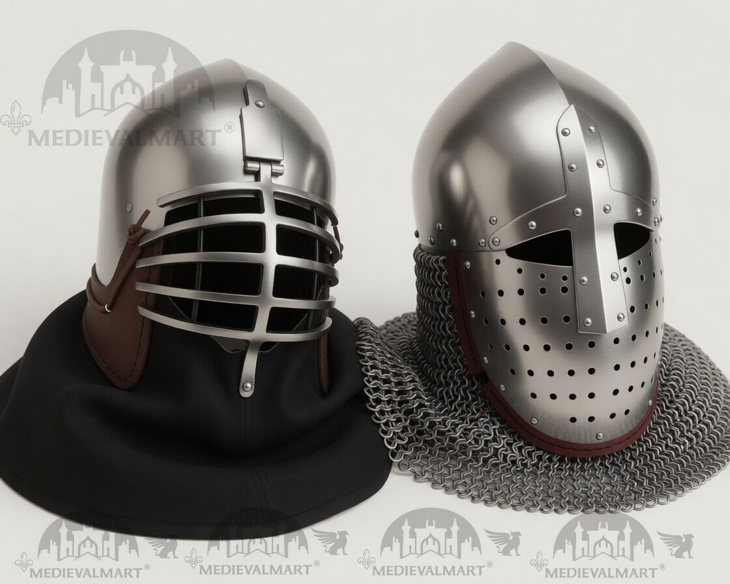 MEDIEVALMART Collection Limitée XIVe siècle « Côtes de loup » & Casque Bacinet « Normand »