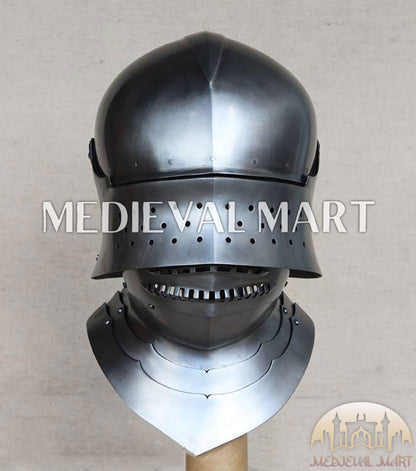 MEDIEVALMART 15 Century German Knight Closed Medieval Sallet Helmet With Neck Armor