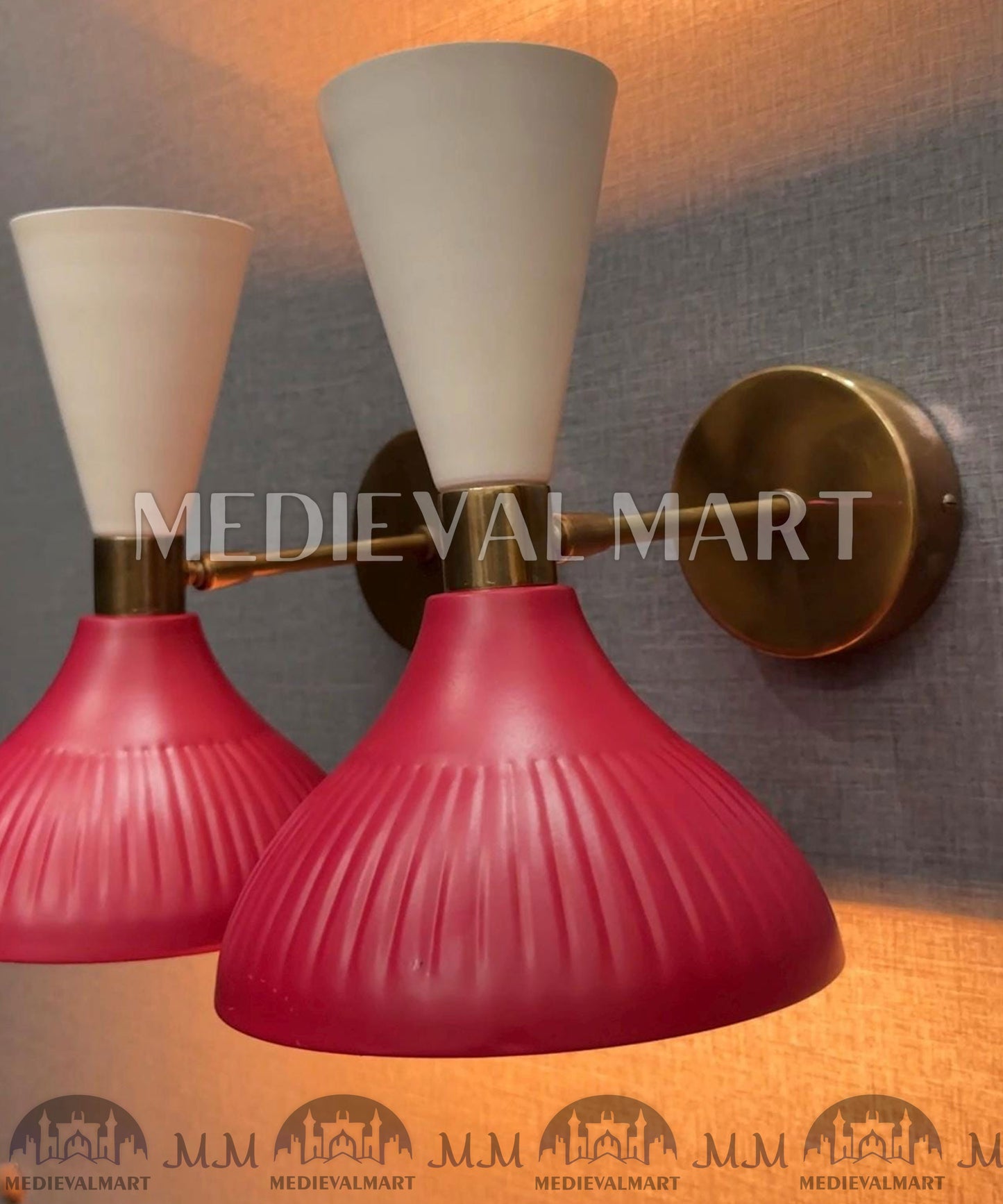MEDIEVALMART Handmade Raw Brass Wall Sconce: Modern Italian Bedside Lamp