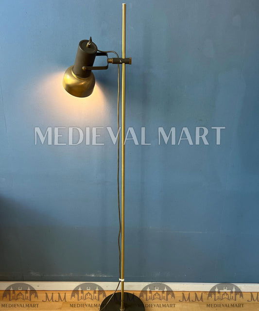 MEDIEVALMART Vintage Brass Floor Lamp with Adjustable Spot