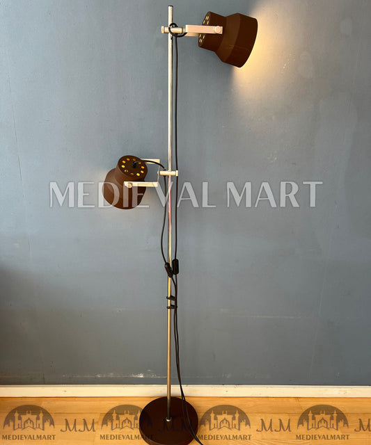 MEDIEVALMART Vintage Brown Dijkstra Mid Century Space Age Floor Lamp