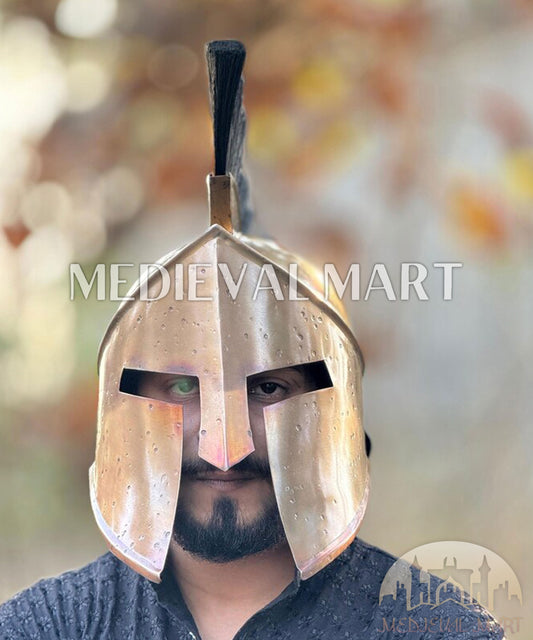 MEDIEVALMART "300" Movie King of Sparta Leonidas Antique Finish Helmet W/H Free Stand | 300 Props