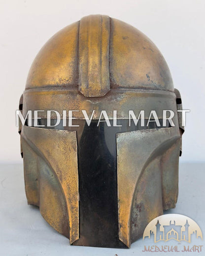 MEDIEVALMART "The Mandalorian" Din Djarin Antique finish Helmet W/H Free Stand | Star Wars Props