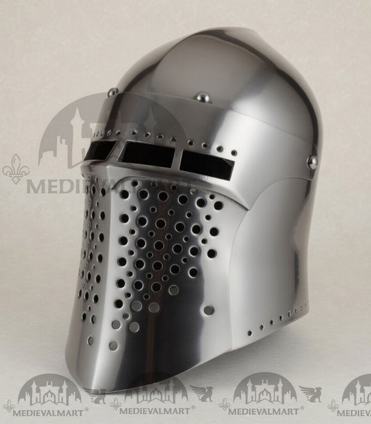 MEDIEVALMART Casque de Guerre en Acier Forgé Alexander (ROA 1332) Taille Réelle
