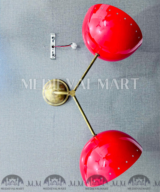 MEDIEVALMART Custom Brass Diabolo Wall Sconce: Mid-Century Italian Lighting Fixture