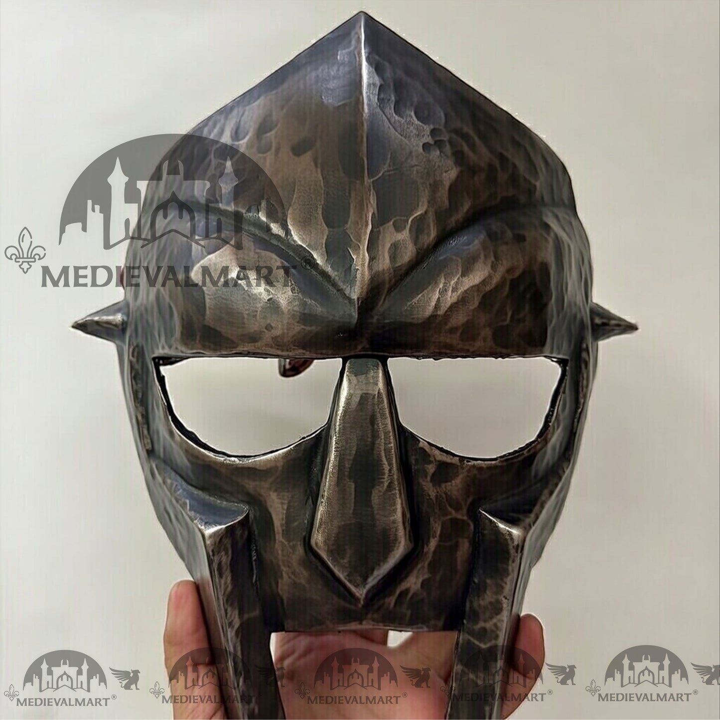 MEDIEVALMART MF DOOM Mask Mad-villain Forged Black Finish Steel Face Armor