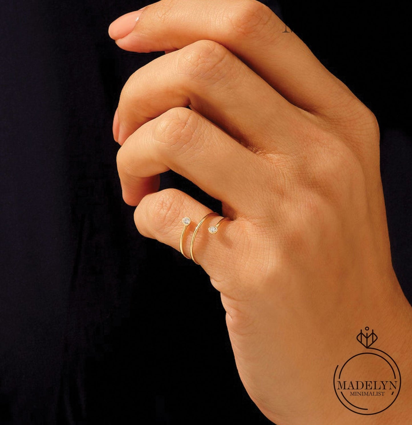 MADELYN MINIMALIST 10k Solid Gold Spiral Bezel Ring Dainty Wraparound Band | Gift For Mom