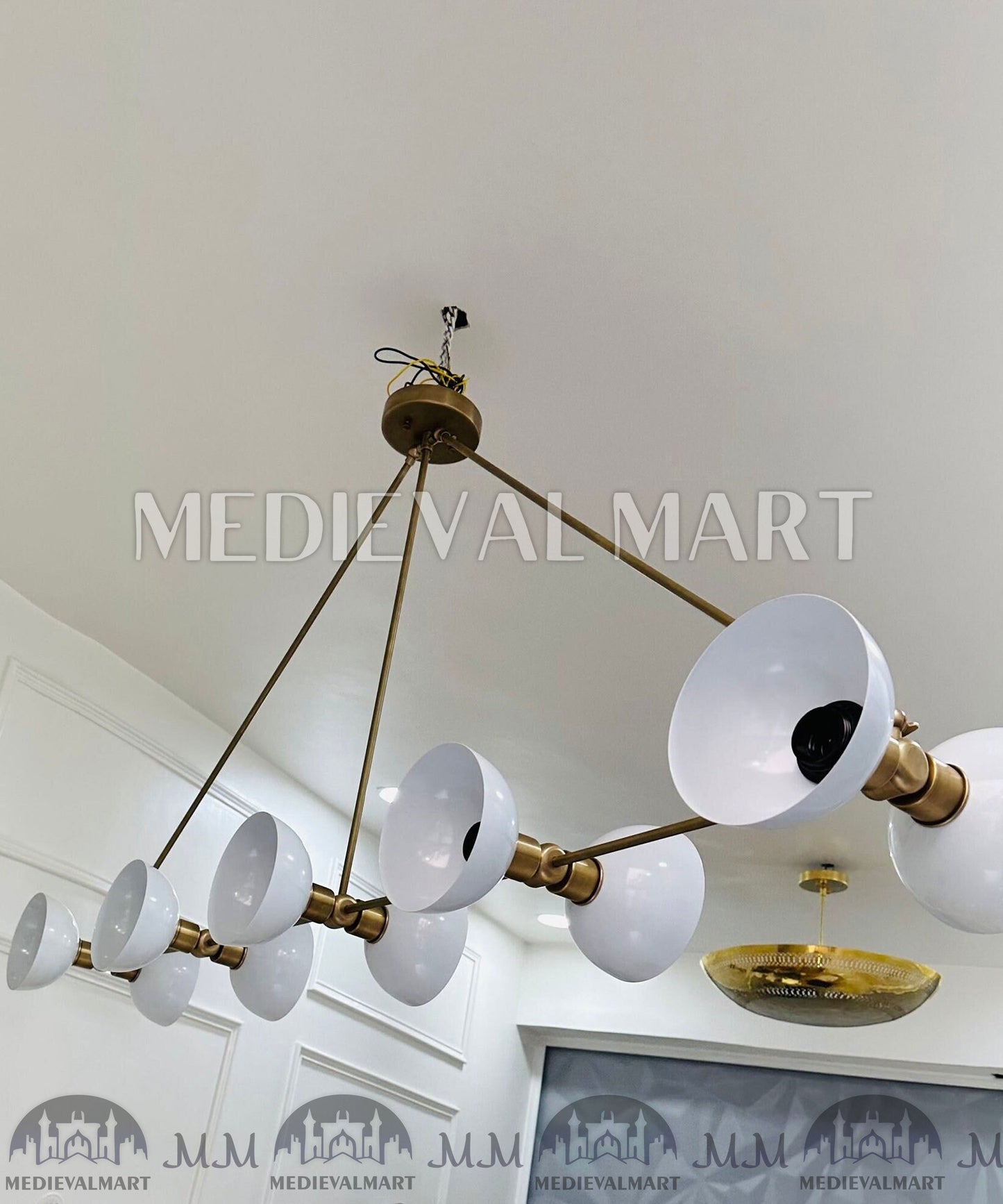 MEDIEVALMART Handcrafted Brass Sputnik Chandelier | Mid-Century Modern Light Fixture