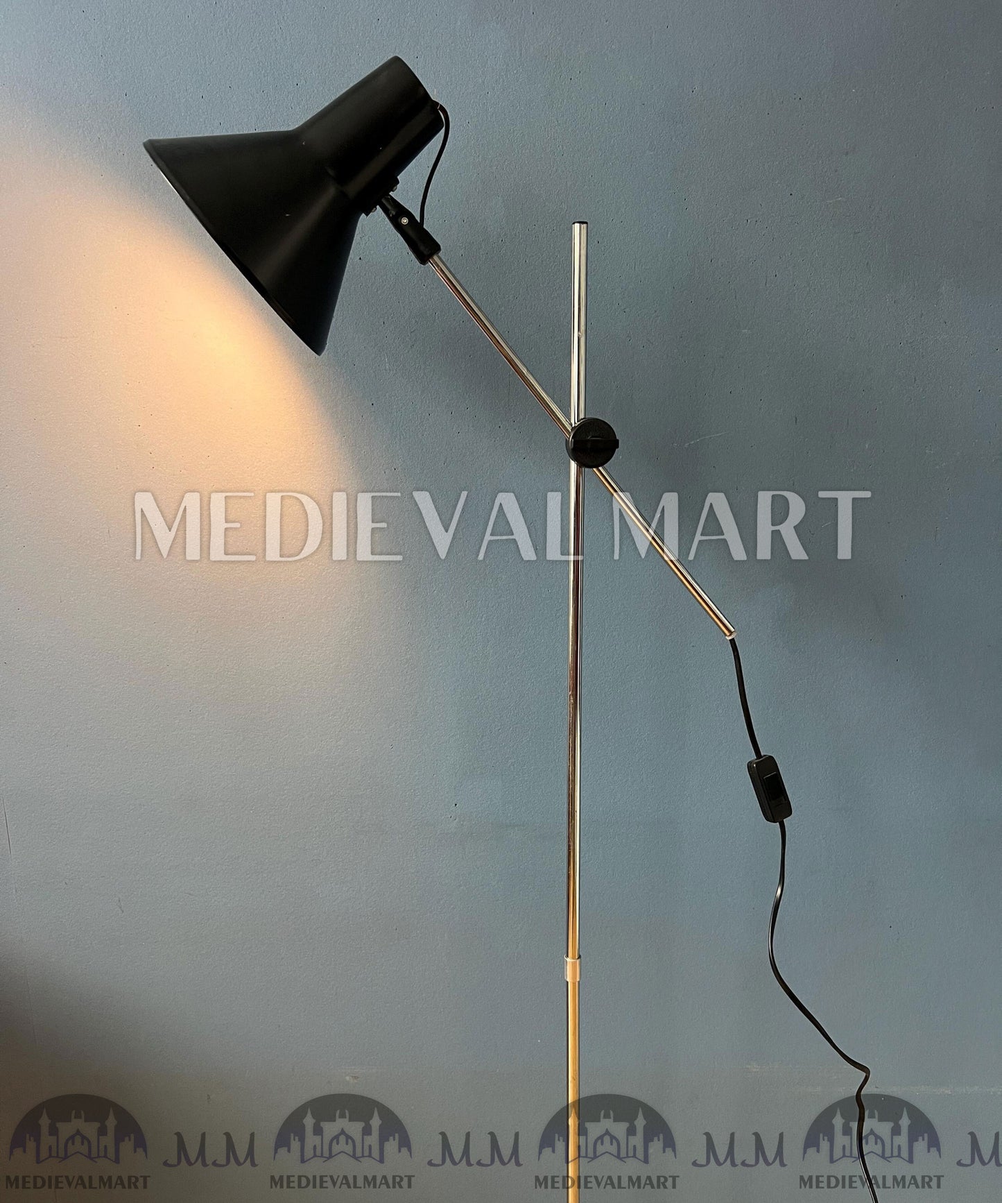 MEDIEVALMART Vintage Adjustable Black Floor Lamp in Style of Hoogervorst