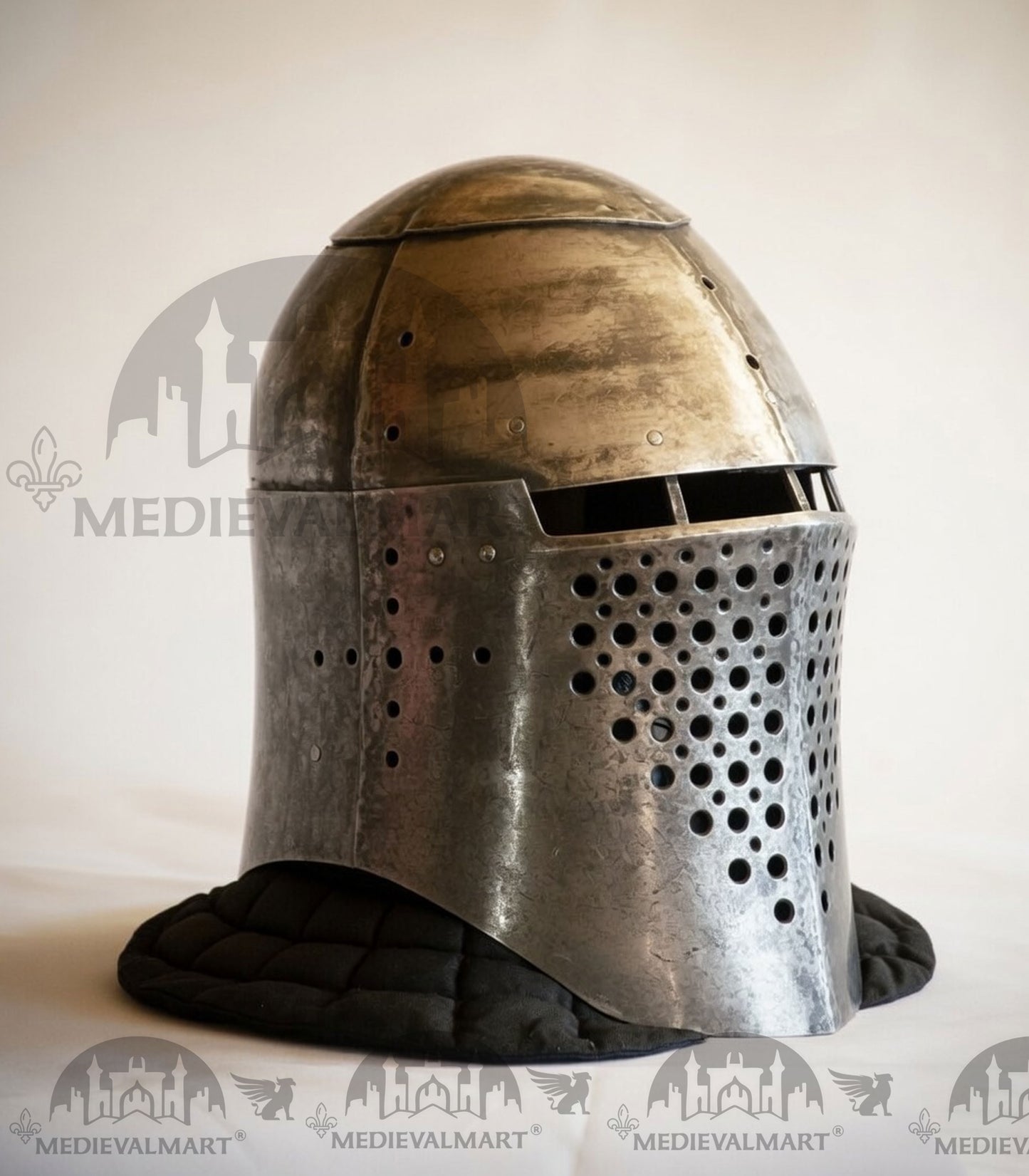 MEDIEVALMART The Great Alexander Hard Steel Edition War Damage Helmet on full Size