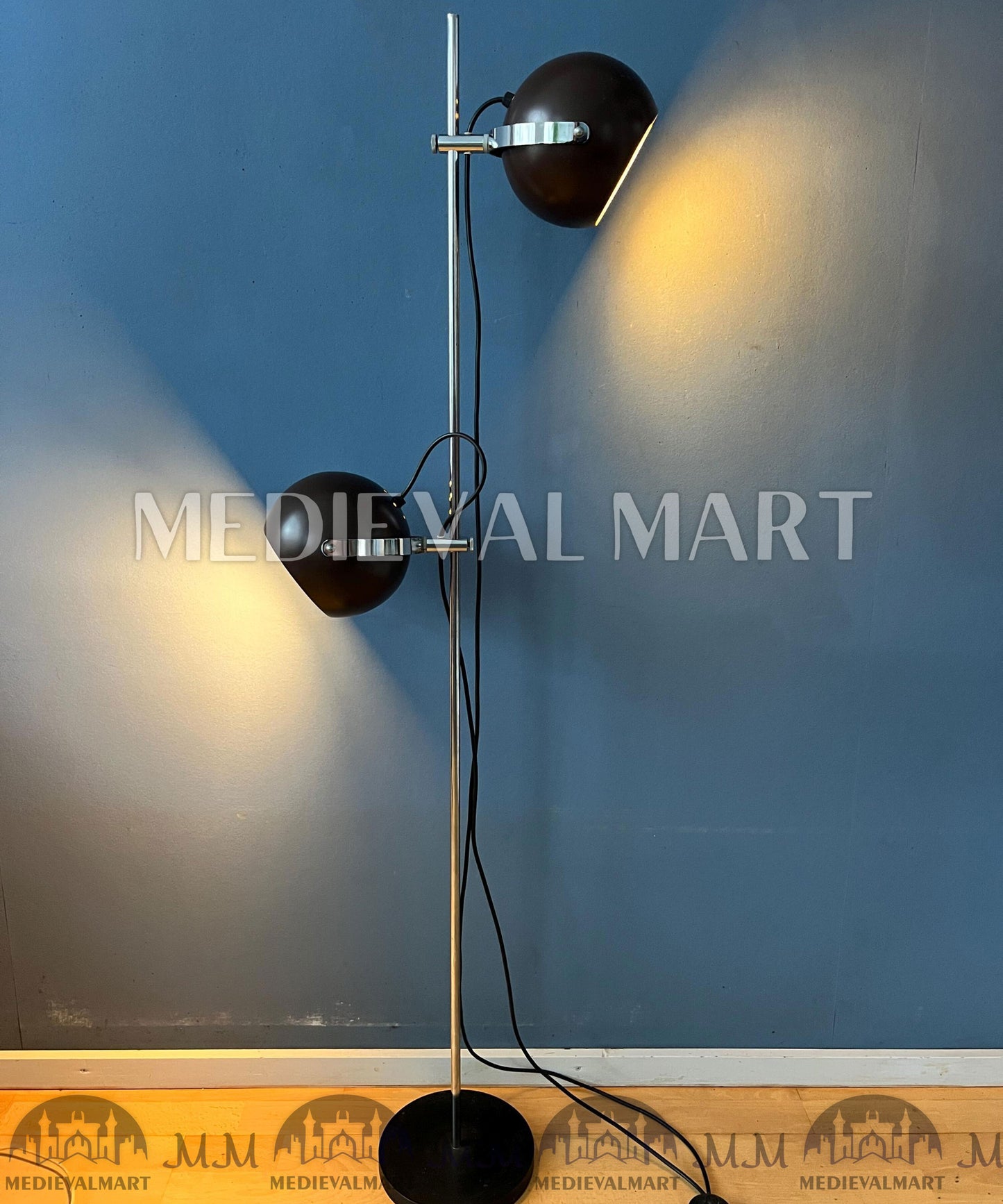 MEDIEVALMART Vintage Brown Mid Century Space Age Eyeball Floor Lamp