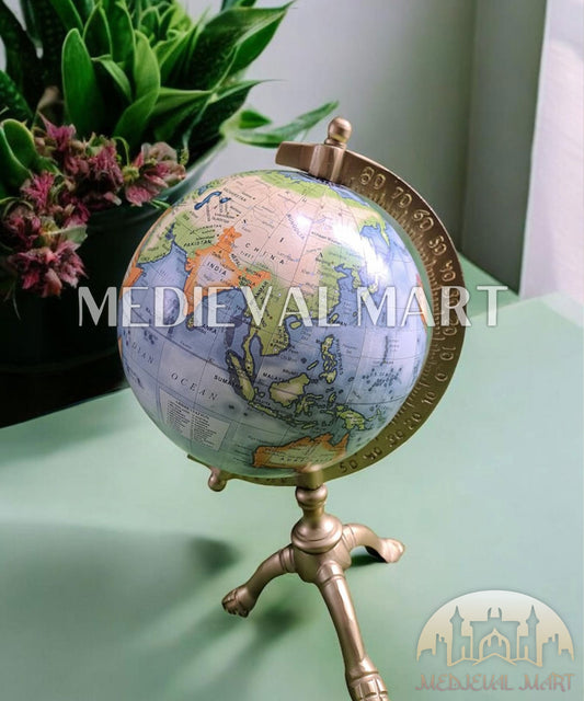 MEDIEVALMART Handmade Vintage Replogle 12” Diameter Globe, with antique brass The Crafted Delight