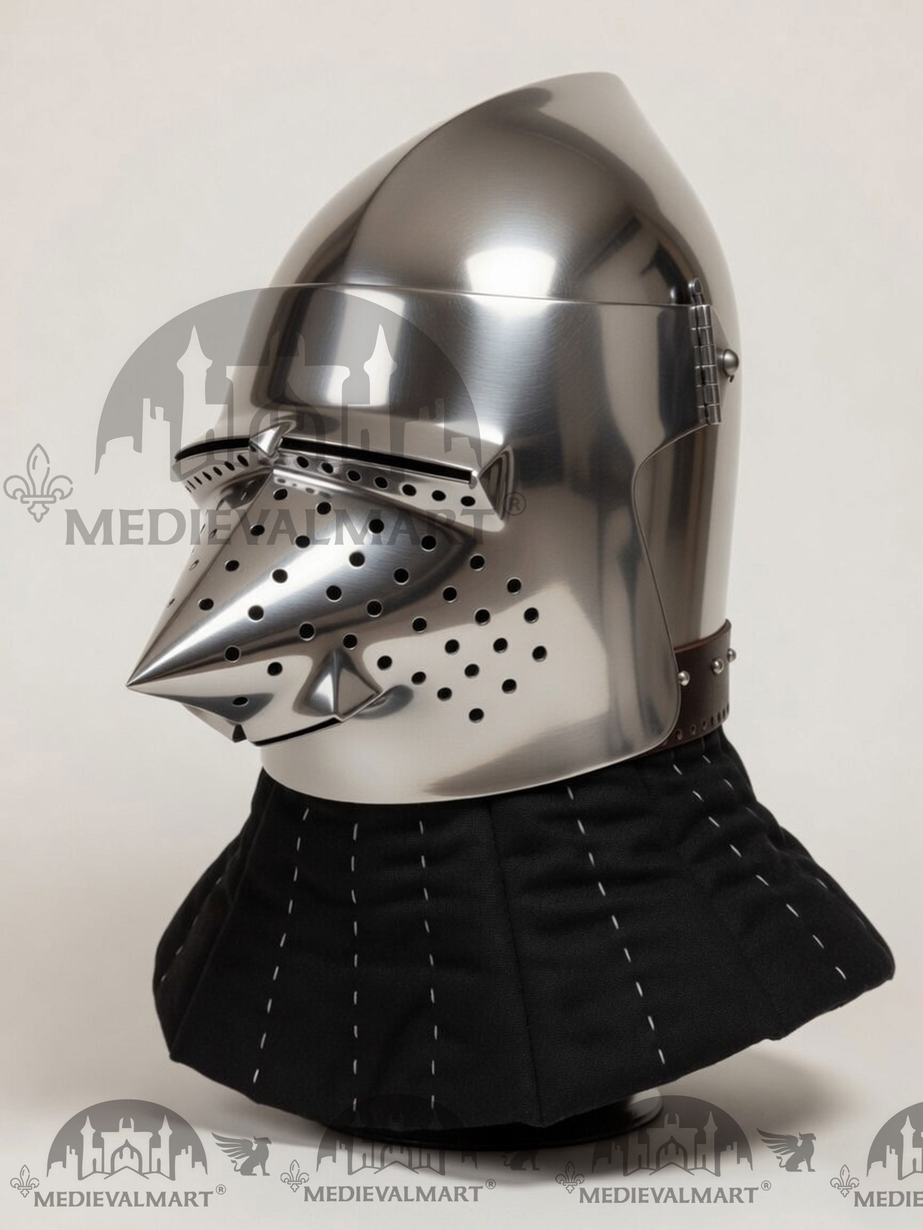 MEDIEVALMART Medieval Pig-Face Bascinet Helmet / Medieval Milan hound skull Bascinet helmet / Reenactment Helmet