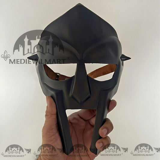 MEDIEVALMART MF DOOM Mask Mad-villain Antique Black Finish Steel Face Armor
