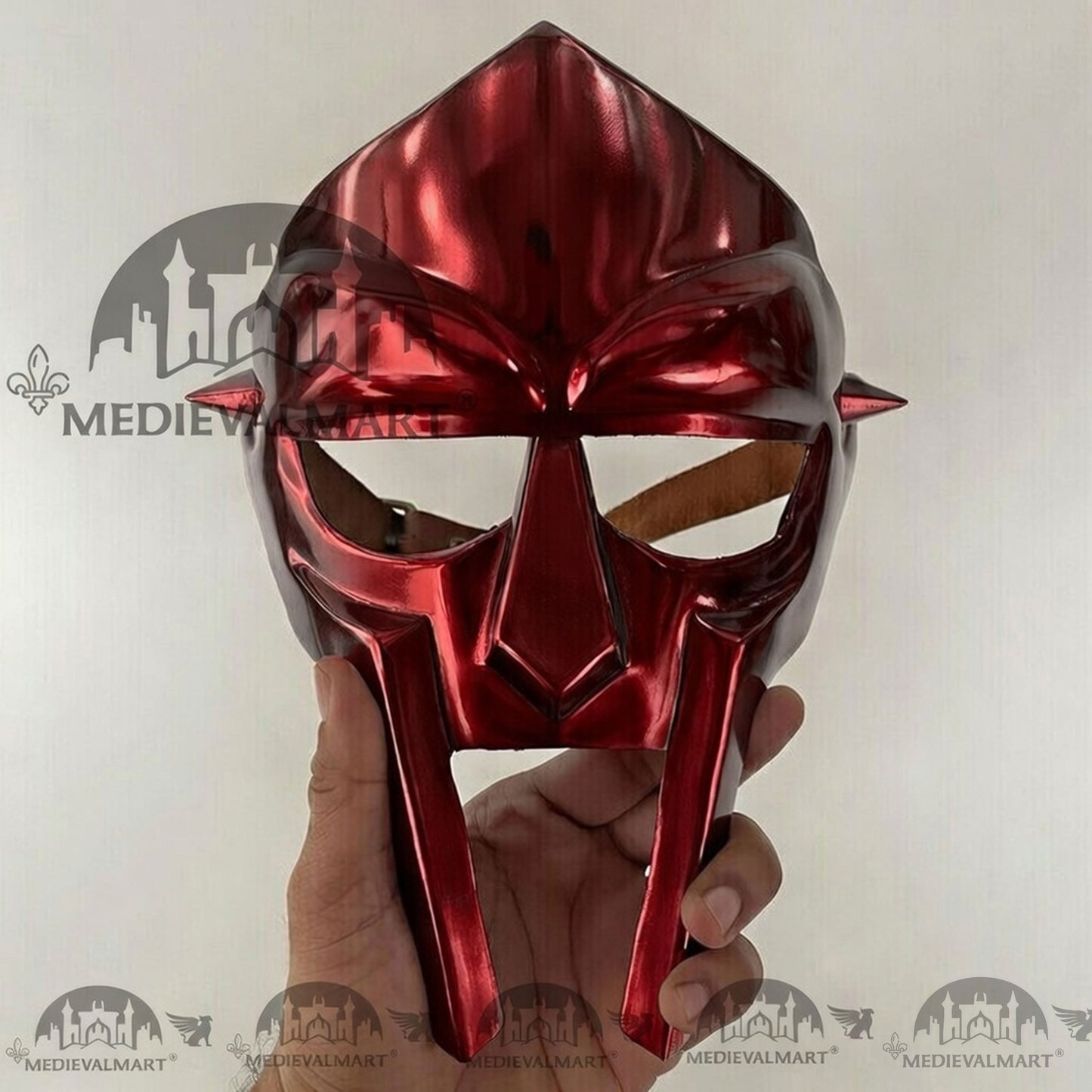 MEDIEVALMART MF DOOM Mask Mad-villain Red Finish Steel Face Armor