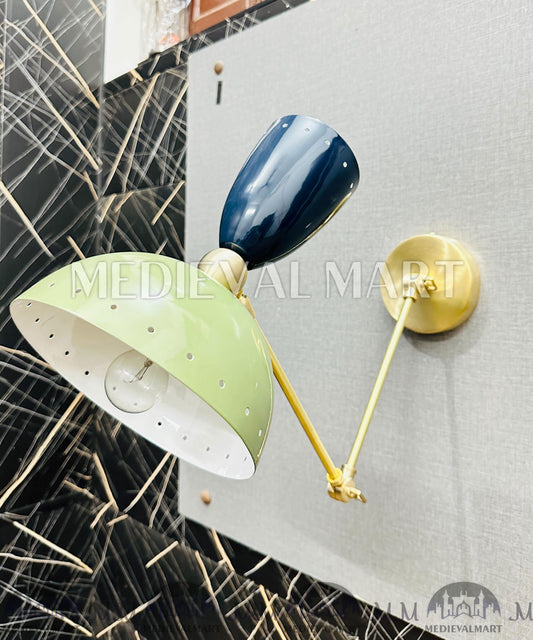 MEDIEVALMART Mid Century Modern Wall Sconce: Adjustable Brass Reading Lamp