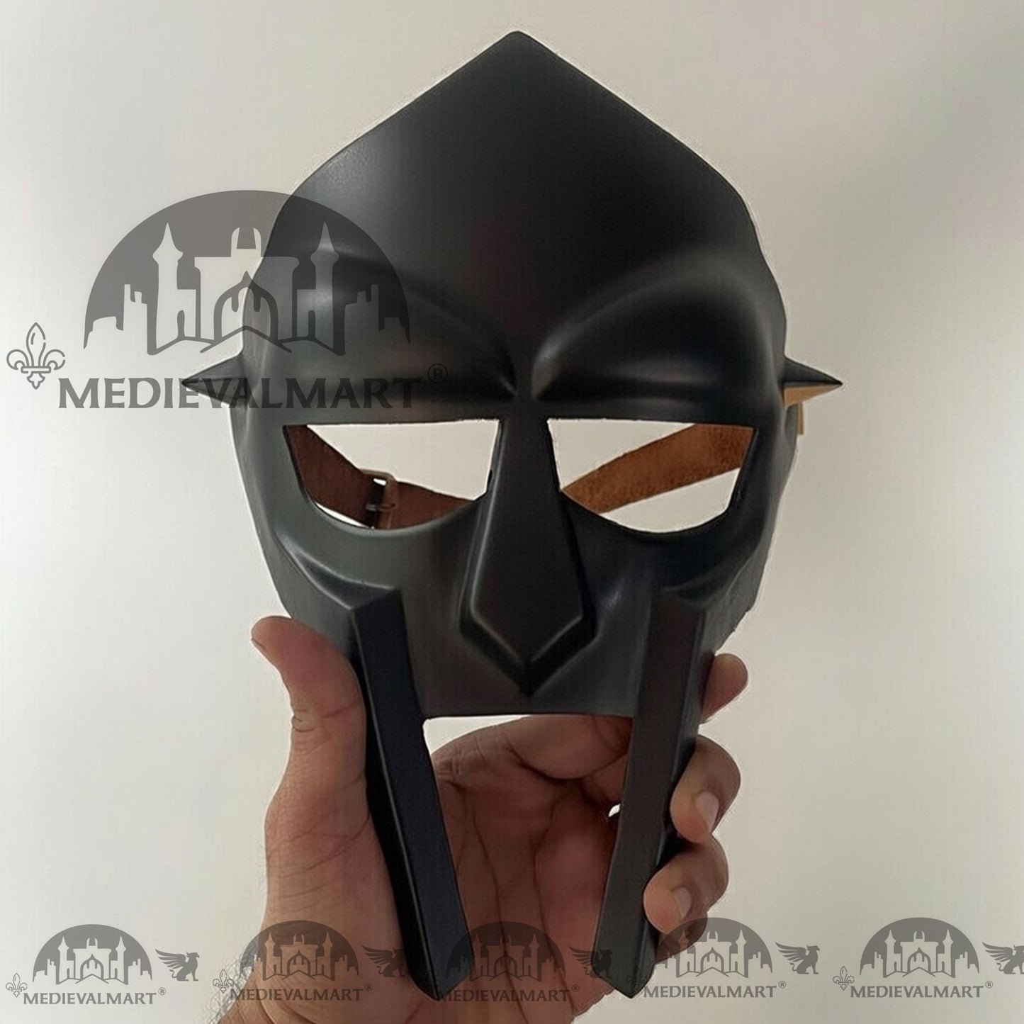 MEDIEVALMART MF DOOM Mask Mad-villain Patina Black Finish Steel Face Armor