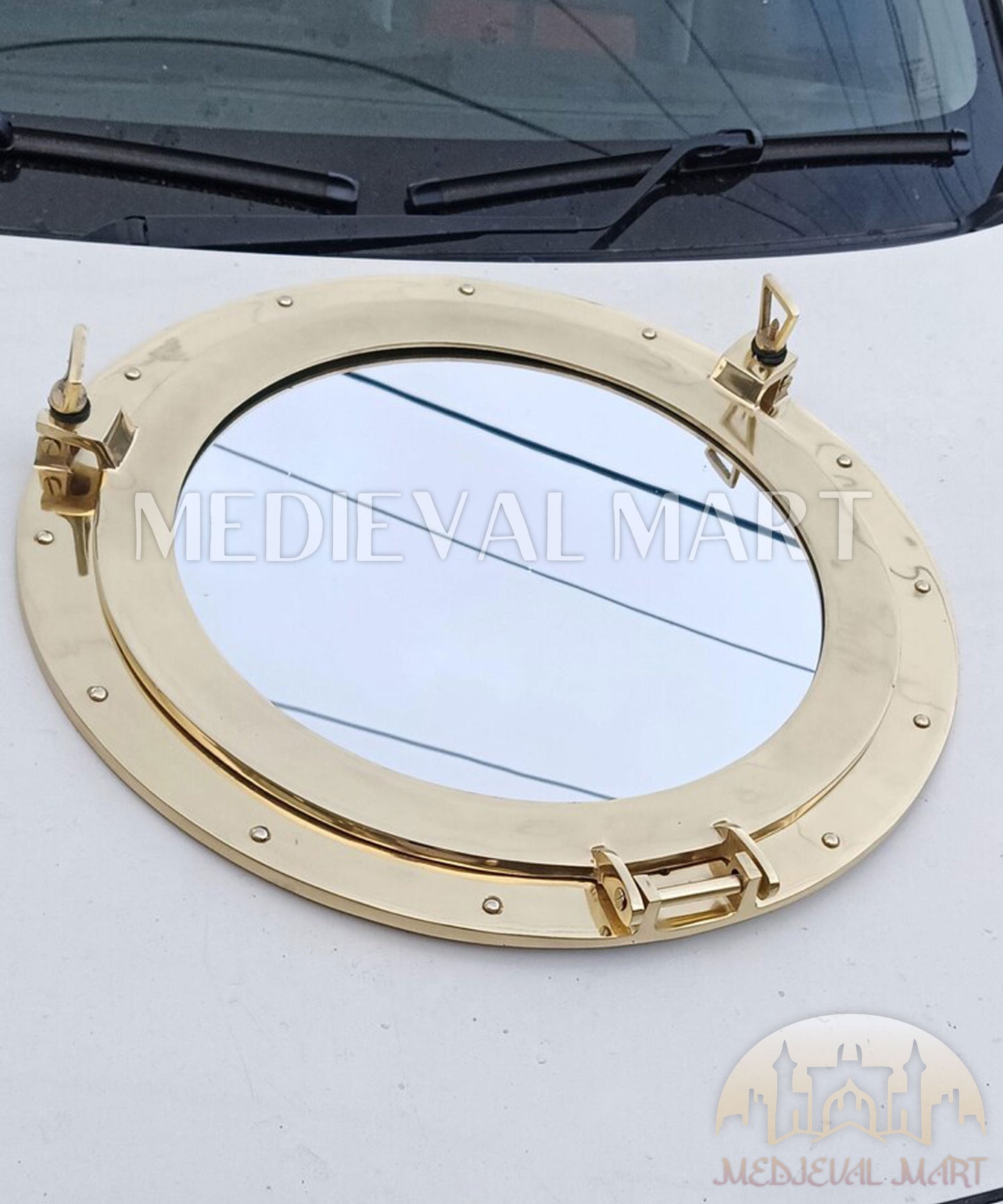MEDIEVALMART Antique Brass Finish Maritime Ship Porthole