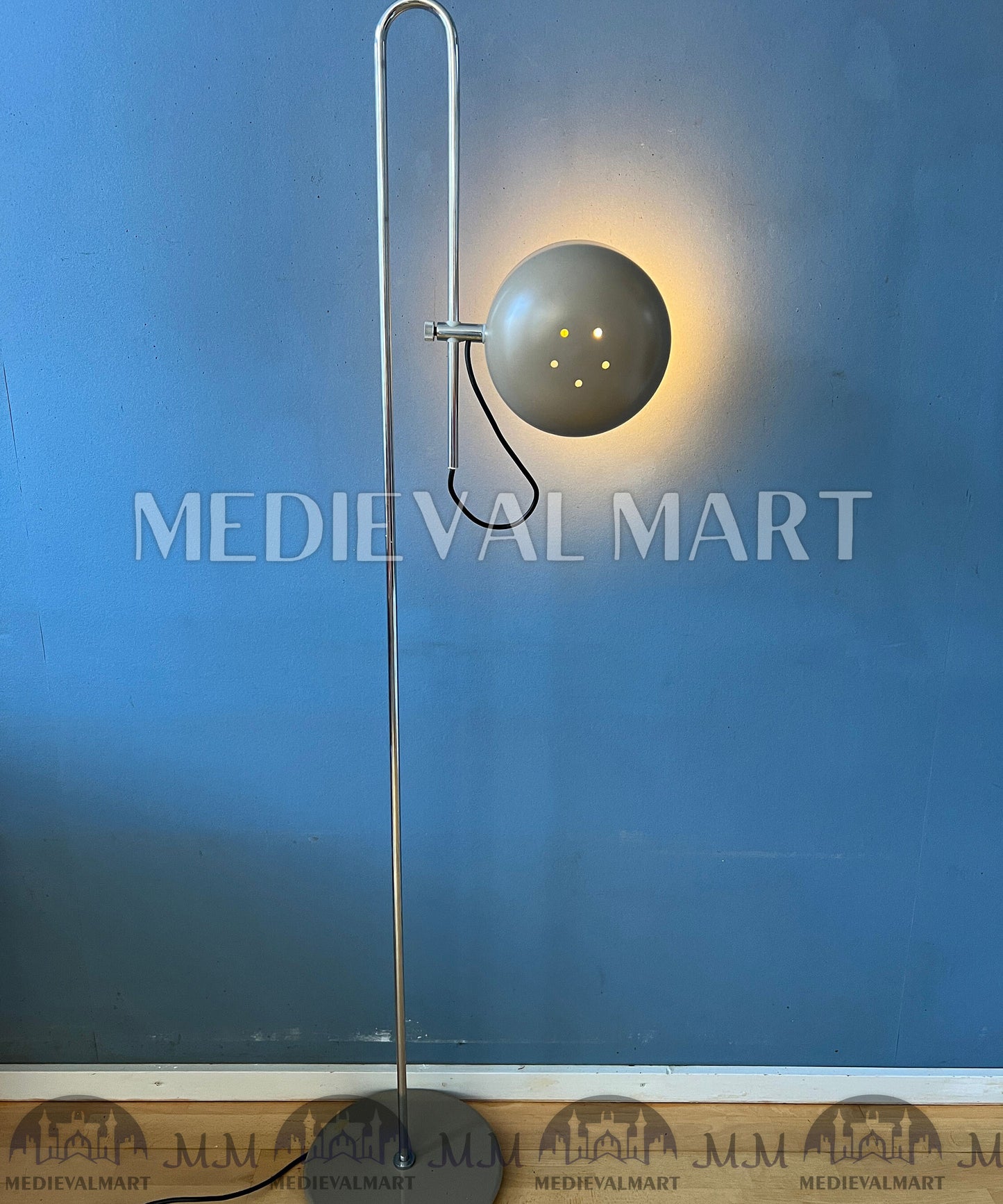 MEDIEVALMART 1950s Vintage Artiforte Beige Adjustable Floor Lamp