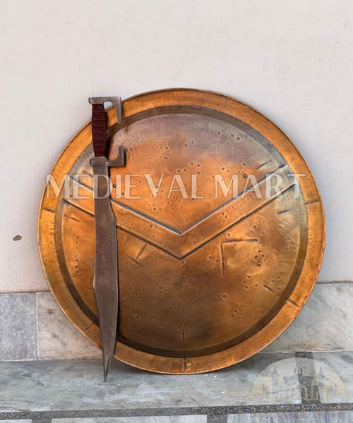 Bouclier rond spartiate "Film 300" MEDIEVALMART avec épée du roi Léonidas - Cadeau pour Halloween