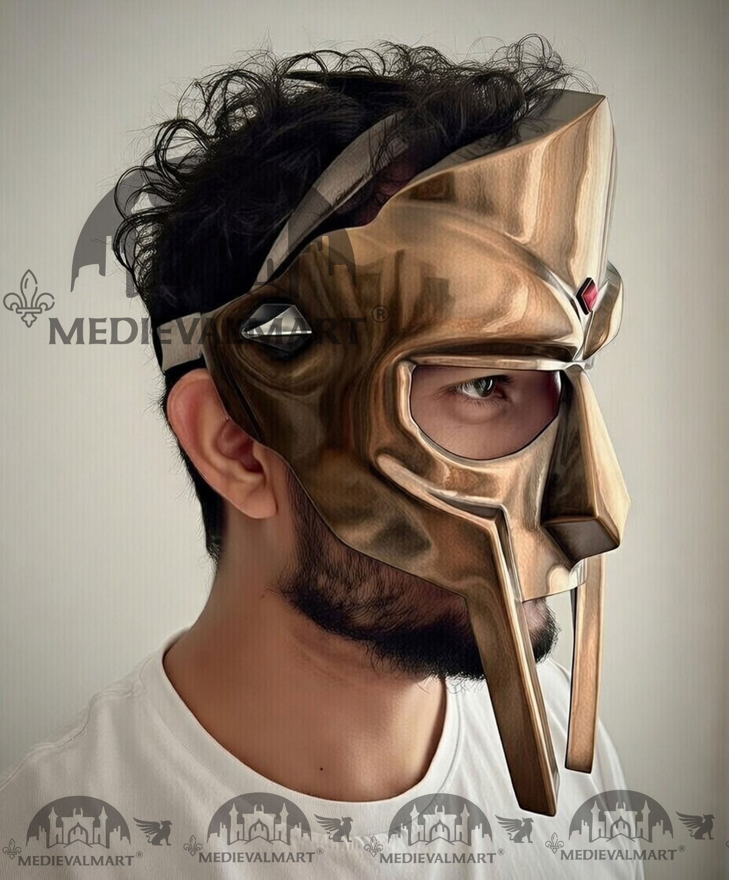 MEDIEVALMART PREMIUM MF DOOM Mask Mad Villain Antique Bronze Finish Steel Face Armor