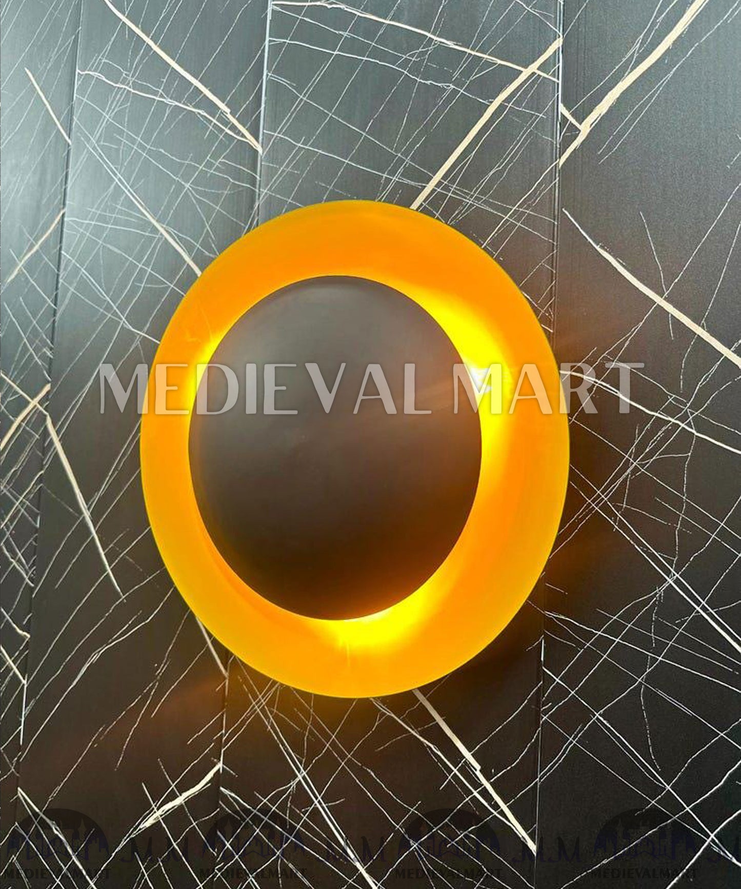 MEDIEVALMART Modern Brass Round Wall Lamp: Handcrafted Sconce Lighting