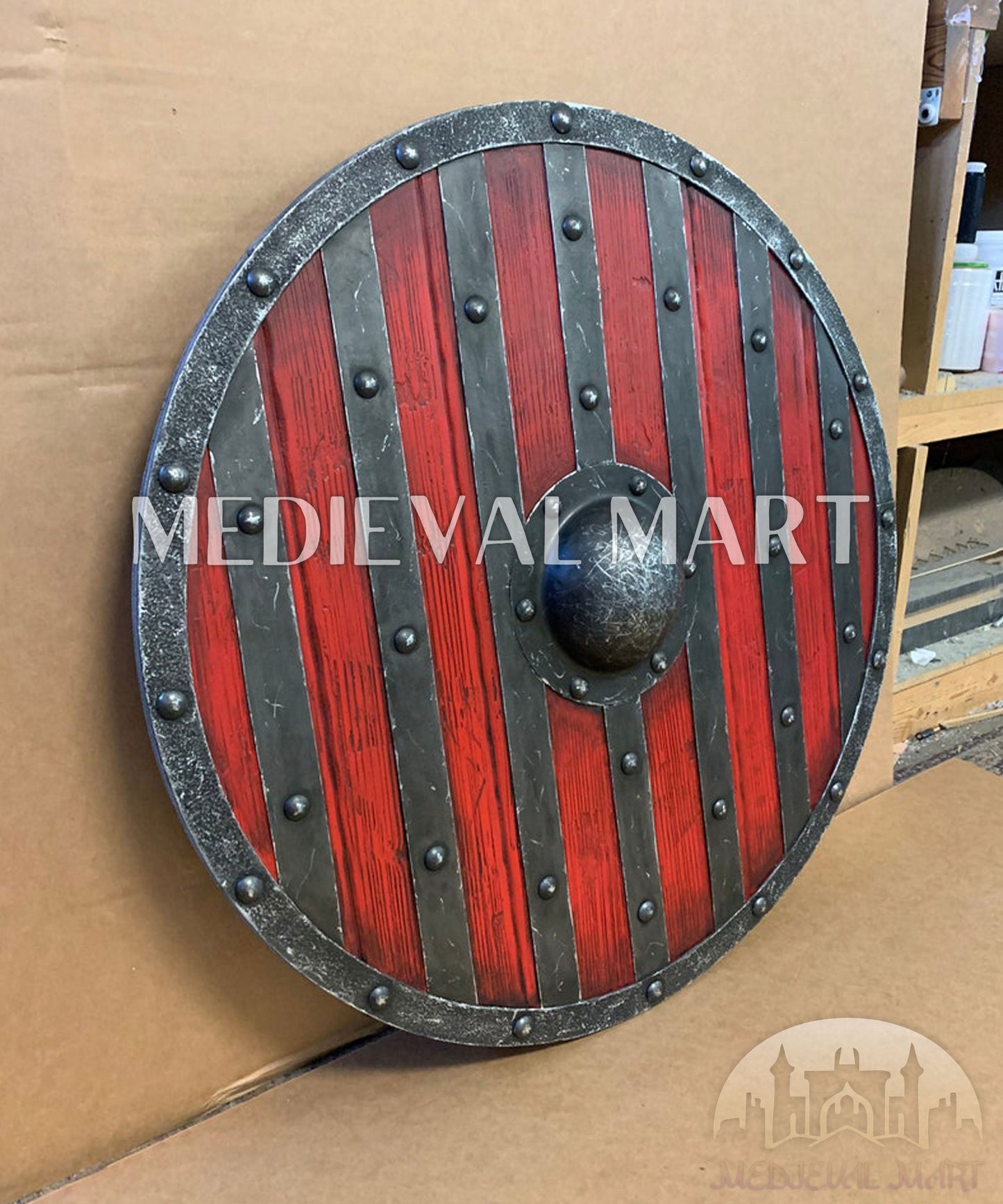 MEDIEVALMART Viking's Valhalla King Bjorn Ironside  Authentic Battleworn Viking Wooden Shield | Gifts For Dad