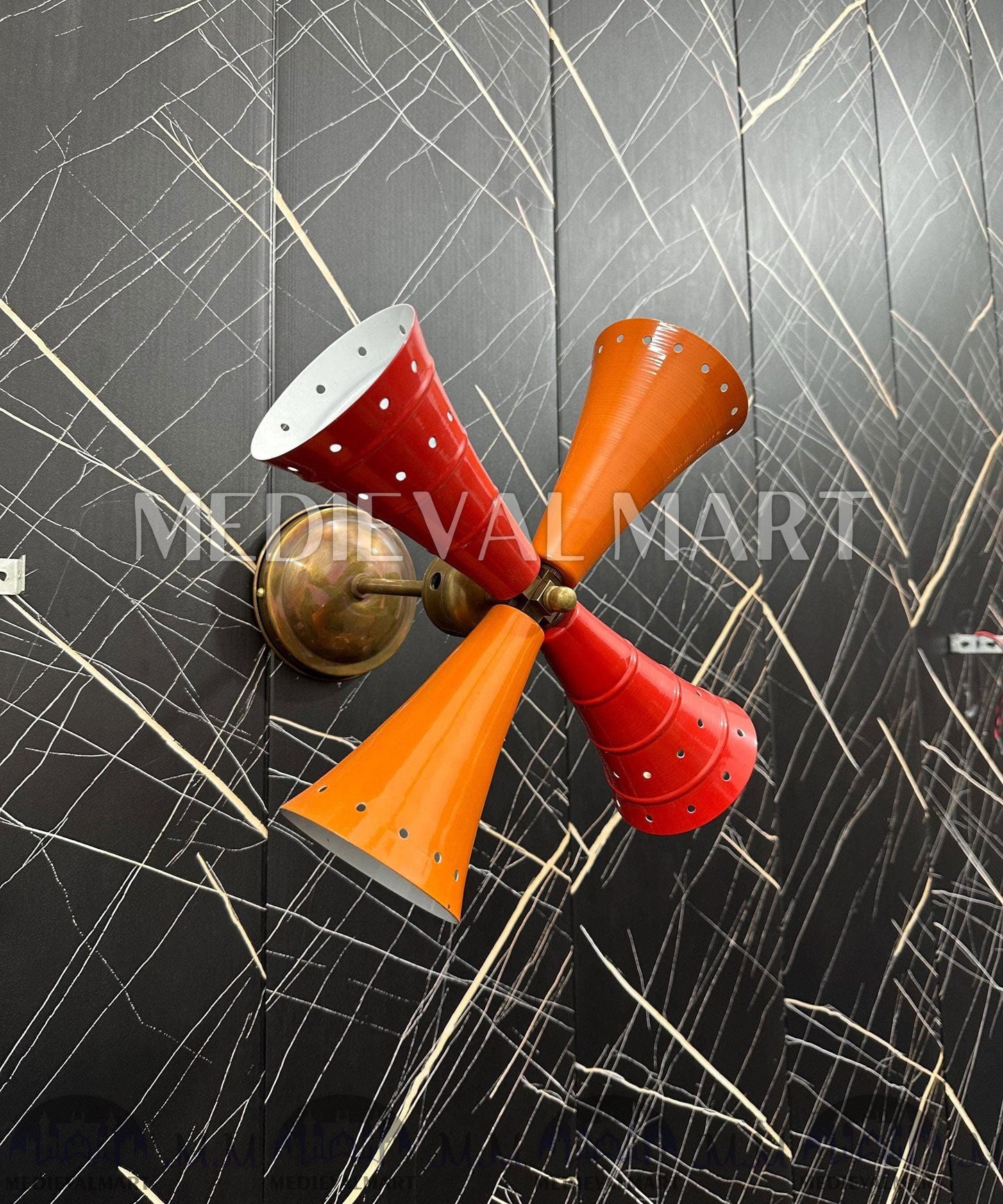 MEDIEVALMART Modern Brass Wall Sconce: Fan Style Lighting Fixture