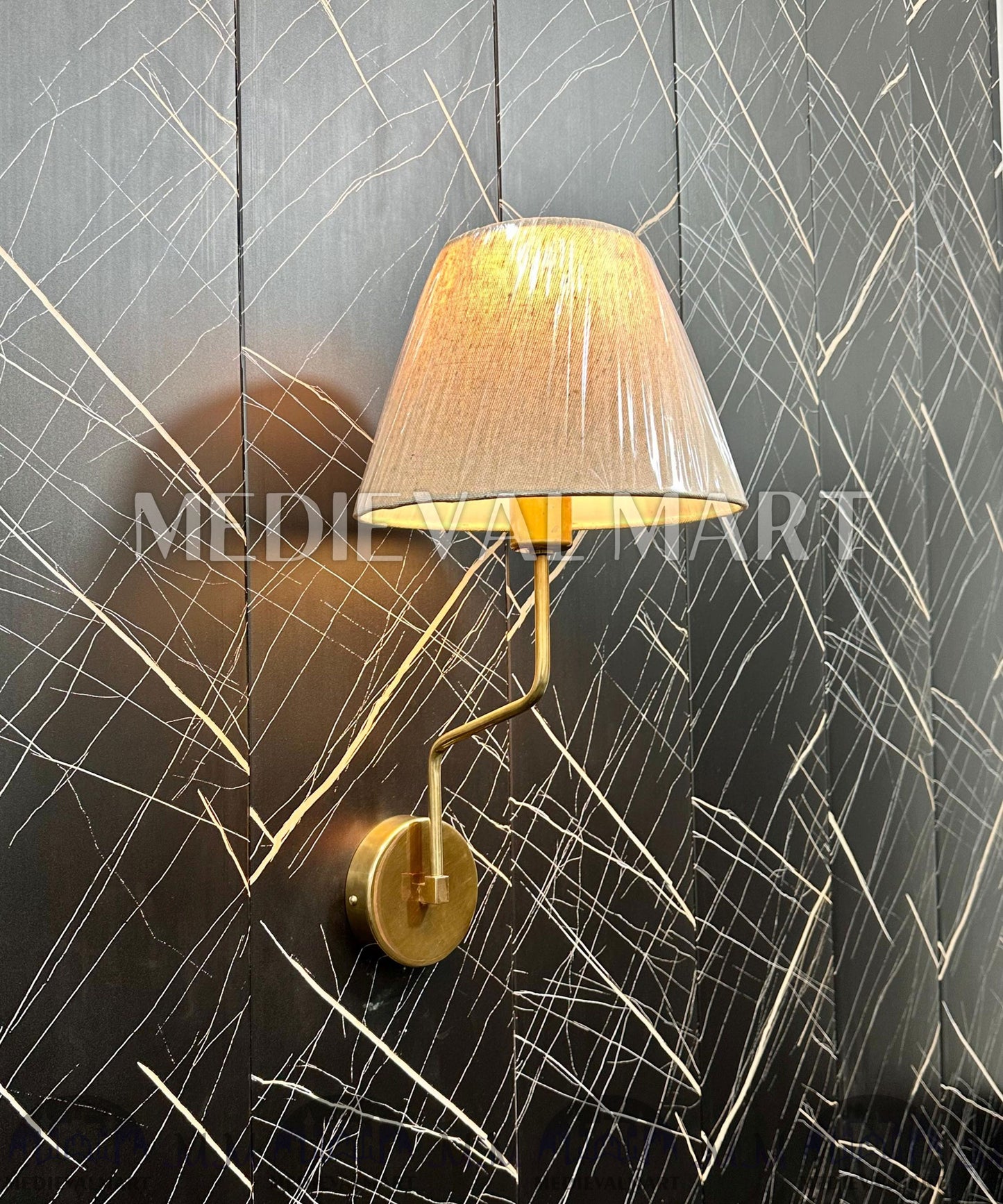 MEDIEVALMART Modern Brass Shade Wall Lamp: Minimalist Bedroom Sconce