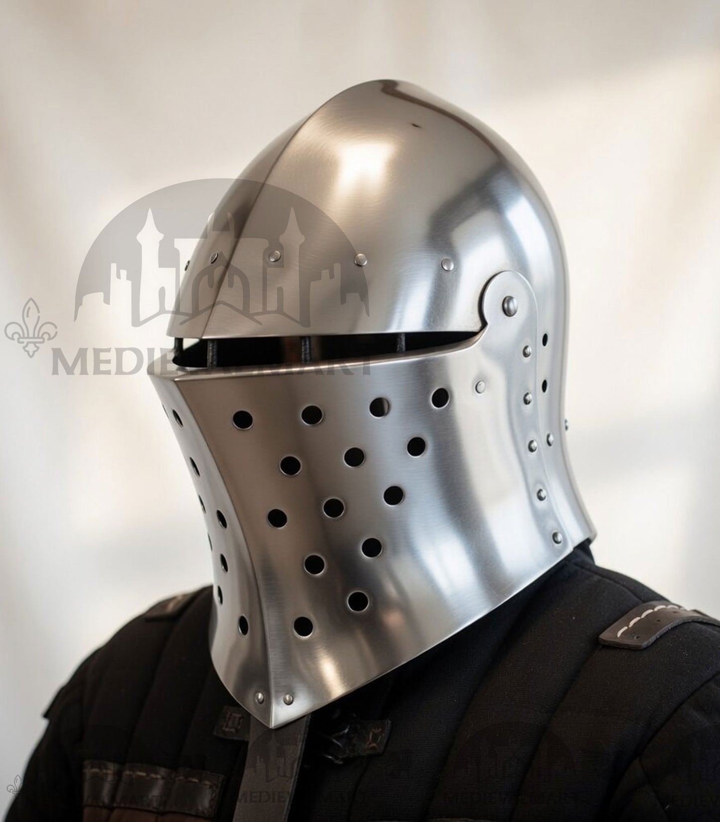 MEDIEVALMART 14th-Century Gothic European knight Modern Fighting Samson Helmet for IMCF