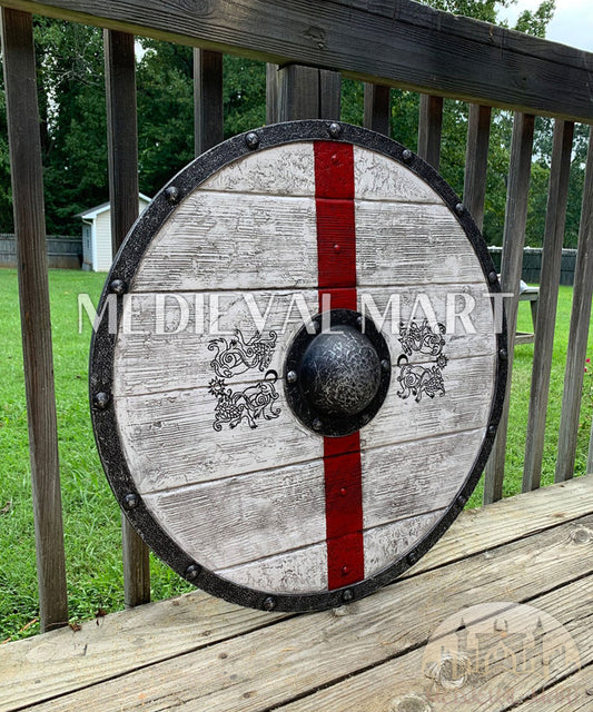 MEDIEVALMART Iconic Viking's Tostig’s Warrior’s Battleworn Viking Wooden Shield | Gifts For Dad