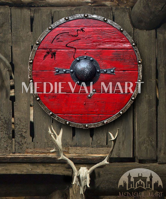 MEDIEVALMART Ragnar Lothbrok Authentic Battleworn Viking  Wooden Shield | Gifts For Dad