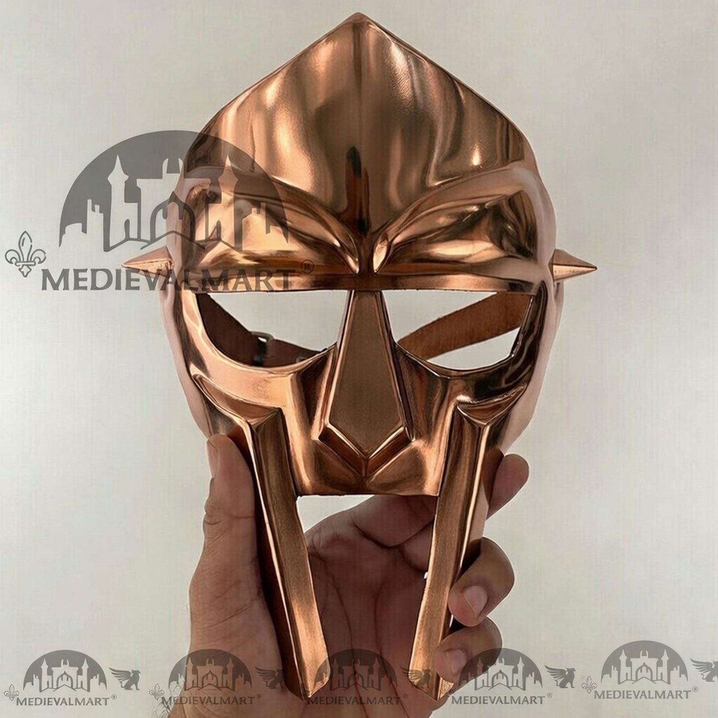 MEDIEVALMART MF DOOM Mask Mad-villain Copper Finish Steel Face Armor