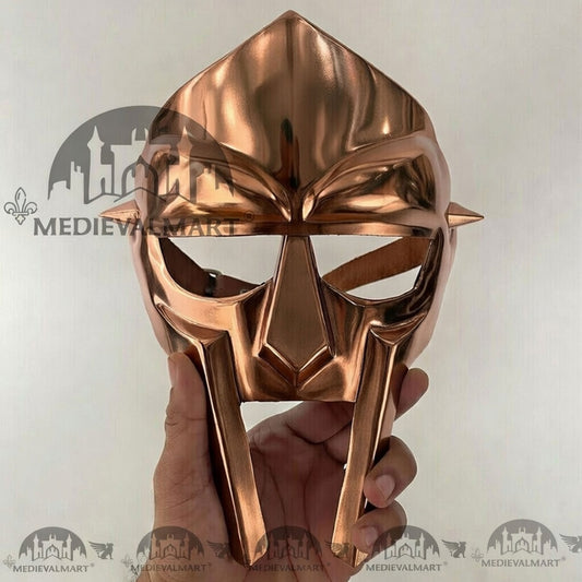 MEDIEVALMART MF DOOM Mask Mad-villain Copper Finish Steel Face Armor