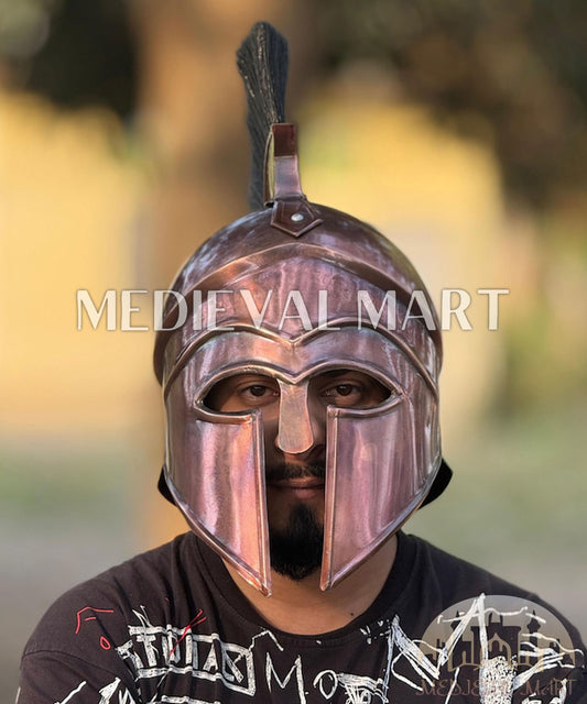 MEDIEVALMART "4th Cen BCE" Greek Hoplites Corinthian Bronze Finish Helmet W/H Free Stand | Greek Props