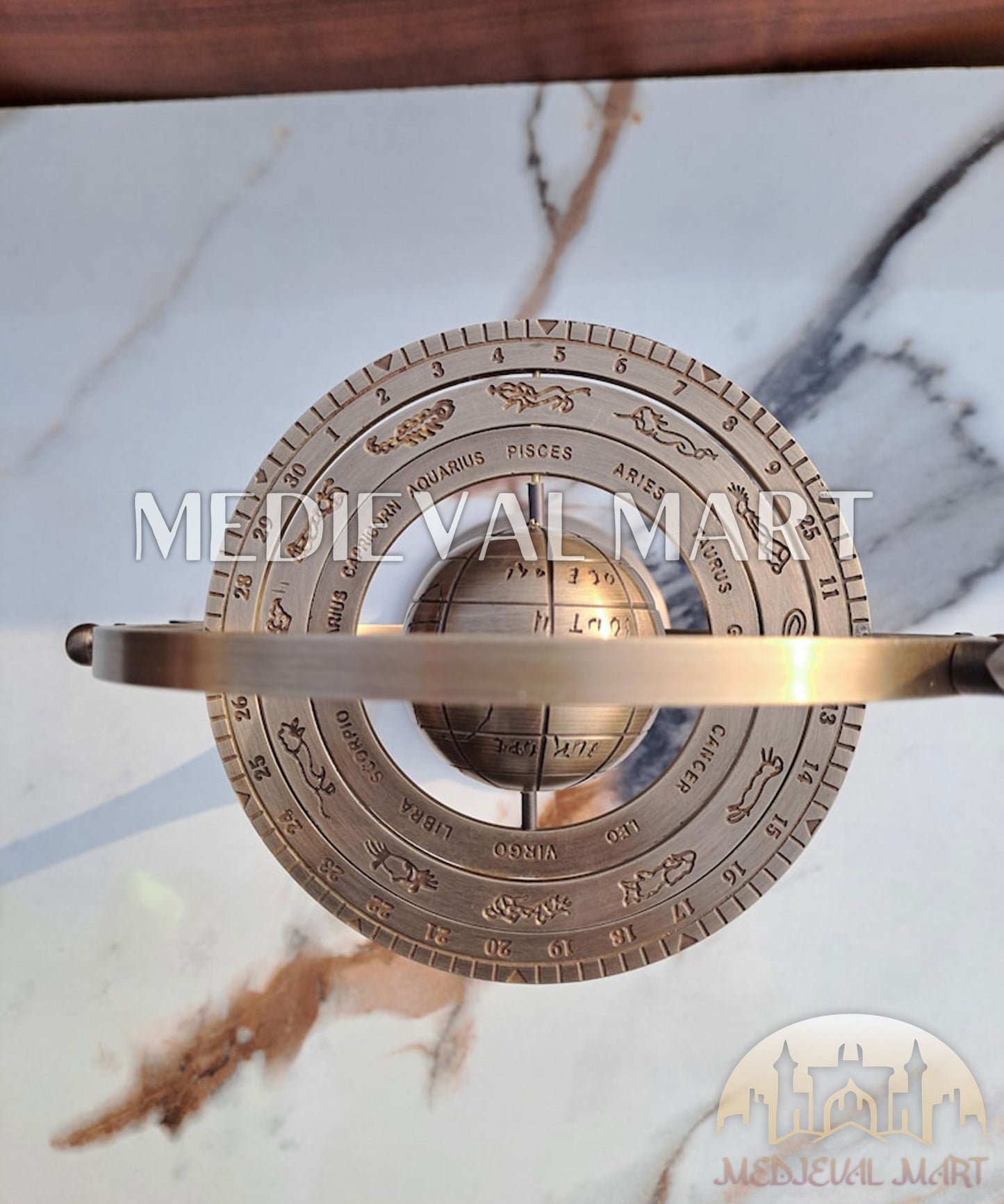 MEDIEVALMART Handmade Brass Armillary Sphere Globe: Antique Celestial Decor Gift for Christmas Day