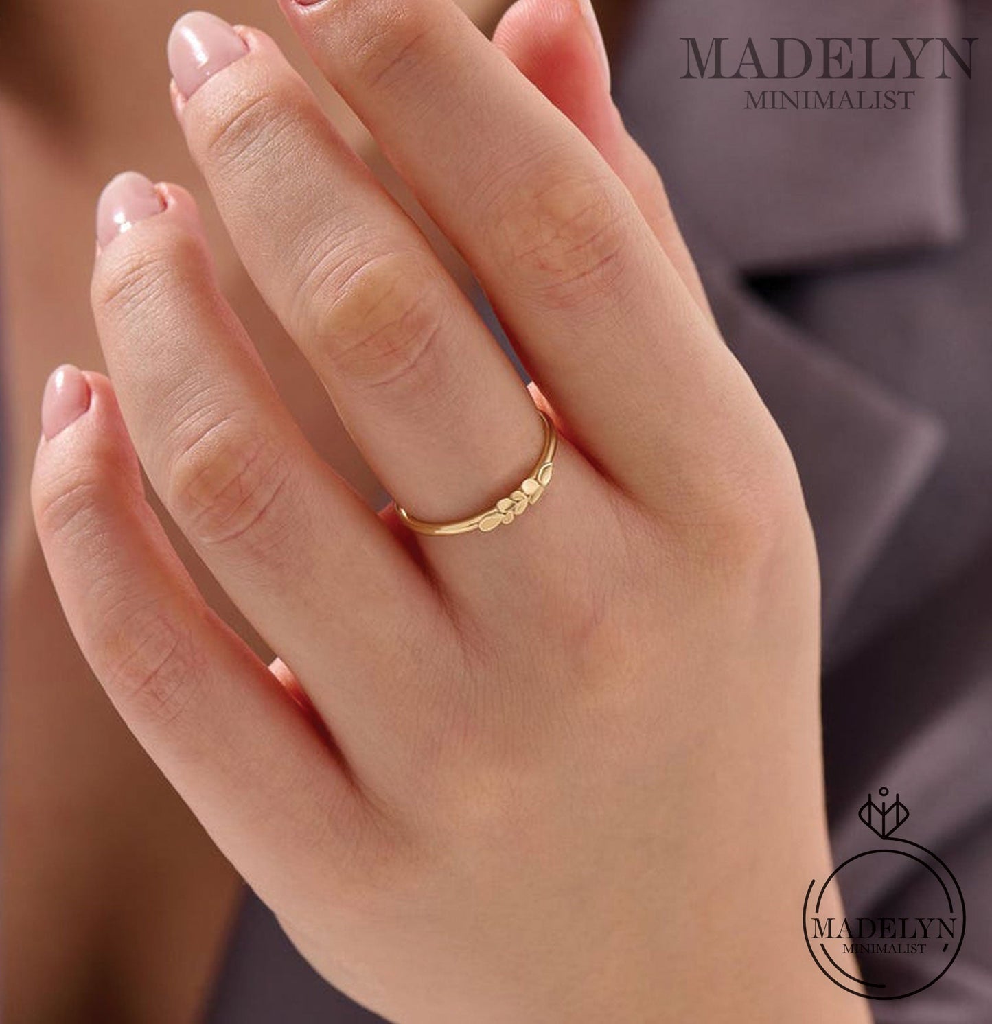 MADELYN MINIMALIST 14k Solid Gold Minimalist Flower Promise Ring | Gift For Girlfriend