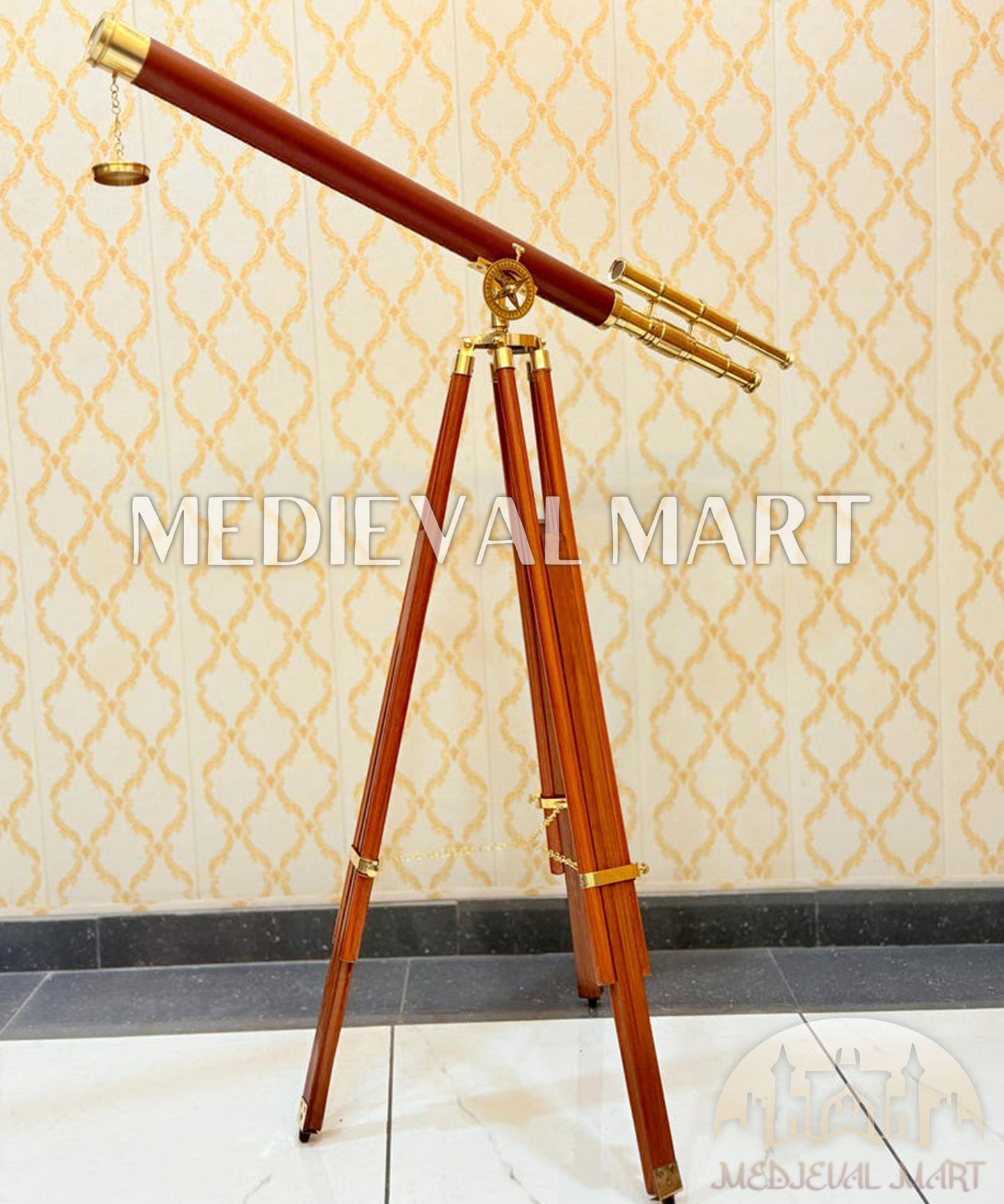 MEDIEVALMART Nautical Brass (40 Inch) Telescope on Adjustable Tripod Stand Gift for Dad