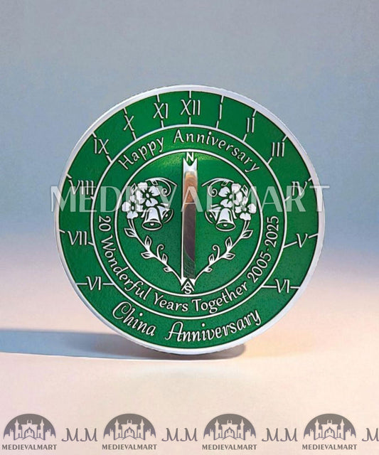MEDIEVALMART 20th "Wonderful Years" China Anniversary Sundial Clock Best Gift For Anniversary Day