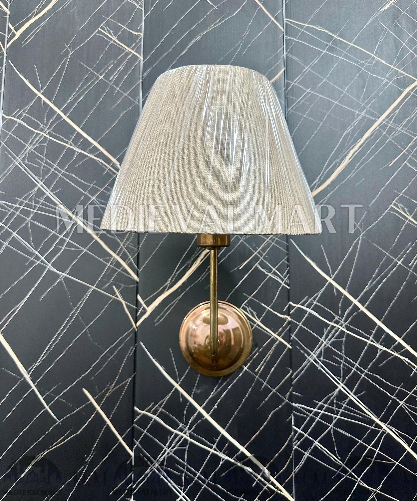 MEDIEVALMART Handcrafted Brass Wall Lamp: Modern Bedside Reading Light