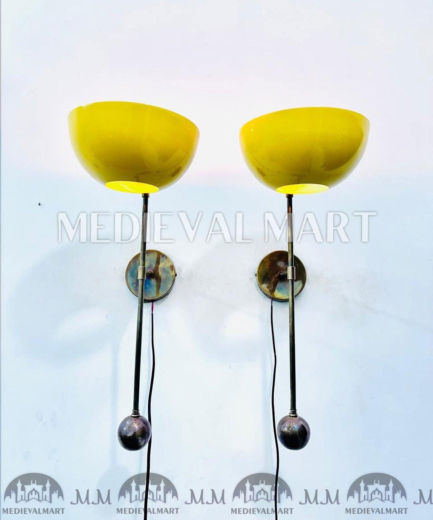 MEDIEVALMART Handmade Brass Wall Sconce: Modern Italian Stilnovo Style Lighting