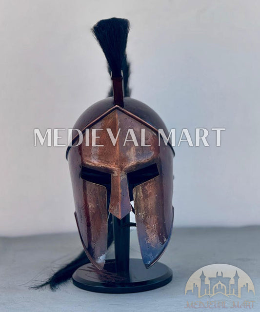 MEDIEVALMART "300" Movie King of Spartan Leonidas After Battle Helmet W/H Free Stand | 300 Props